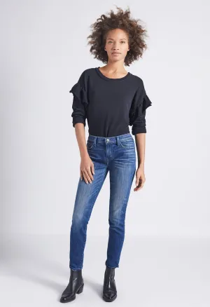 Current Elliott - Ruffle Sweatshirt Washed Black