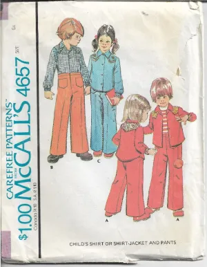 McCalls 4657 Girls Boys Jacket Pants Shirt Vintage Sewing Pattern 1970s