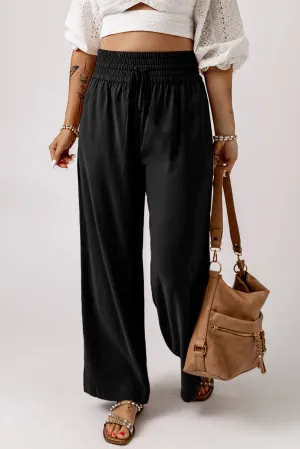 Rhylee Black Drawstring Wide Leg Pants