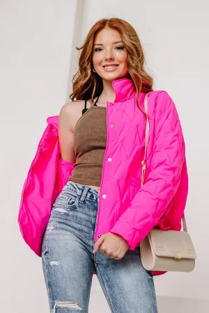 The Cool Girl Quilted Jacket | Fuchsia